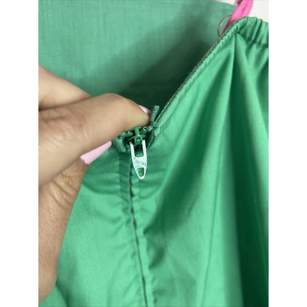 Sea Waves Retro Green Fit And Flare Dress Womens 10 Spaghetti Strap Vintage - Picture 8 of 11